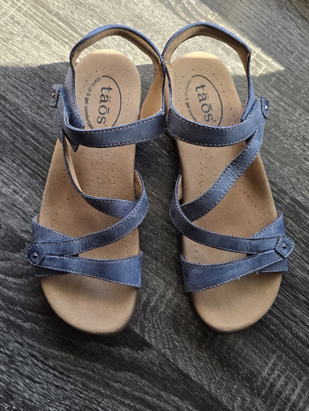 Taos Big Time Dark Blue Leather Sandals